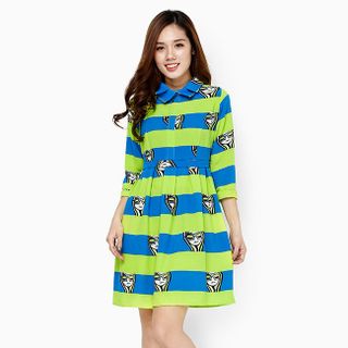 Đầm thời trang tay dài phối họa tiết độc đáo