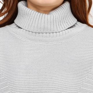 Áo len nữ cổ lọ bo lớn tay dài màu xám