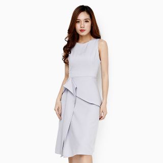 Đầm thời trang nữ phối bèo thanh lịch màu xám