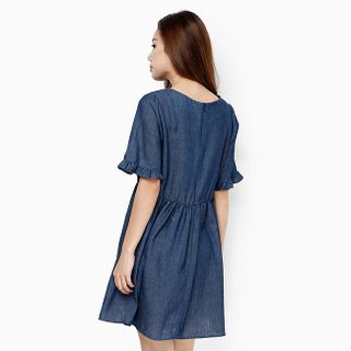 Đầm baby doll demin tay bèo xinh xắn