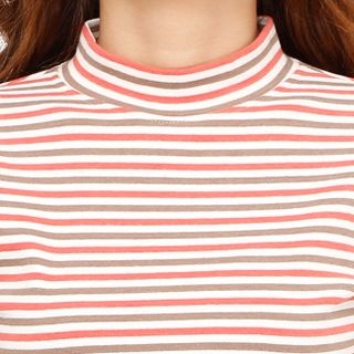 Áo croptop cổ lọ họa tiết sọc nhiều màu phong cách