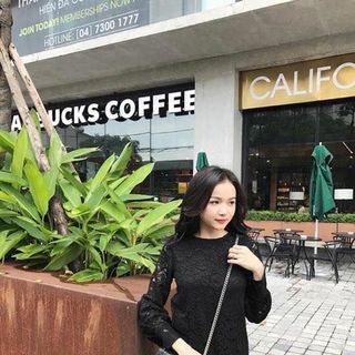 Đầm ren suông tay bo