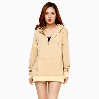 Áo khoác nữ có nón phối dây kéo trẻ trung