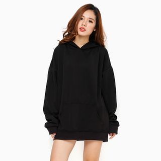 Áo khoác nữ có nón phối dây kéo trẻ trung màu đen
