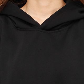 Áo khoác nữ có nón phối dây kéo trẻ trung màu đen