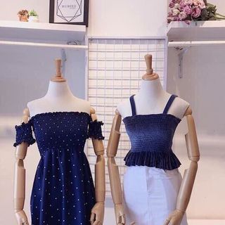 trễ vai chấm bi nhí