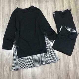 Đầm đen phối bèo caro