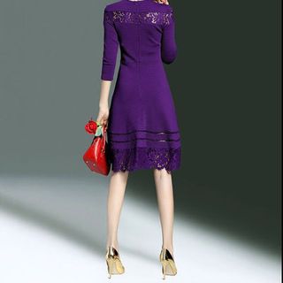 Đầm xòe phối ren tay lỡ