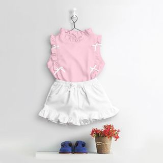set bé gái nhún bèo đính nơ