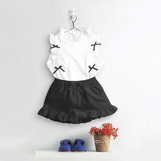 set bé gái nhún bèo đính nơ