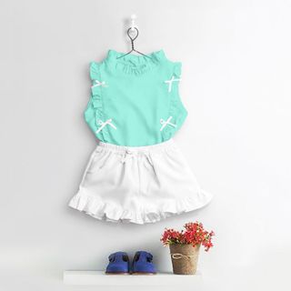 set bé gái nhún bèo đính nơ