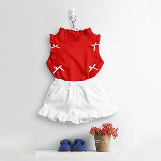 set bé gái nhún bèo đính nơ