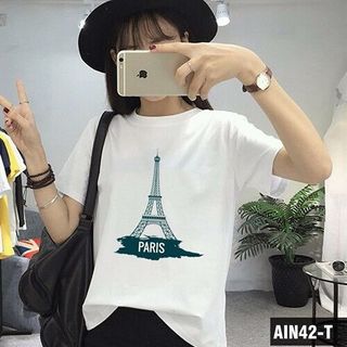 Áo thun nữ in hình nhiều màu