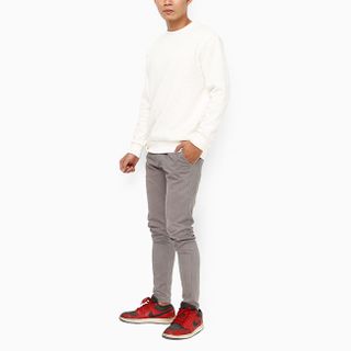 Áo thun tay dài unisex màu trắng