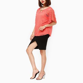 Áo kiểu thời trang lưới giả set màu đỏ