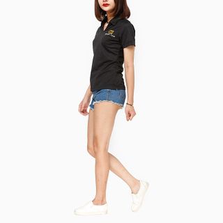 Áo thun nữ cổ bẻ màu đen