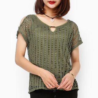 Áo kiểu thời trang giả set màu xanh rêu
