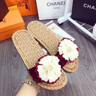 dép hoa đế cói