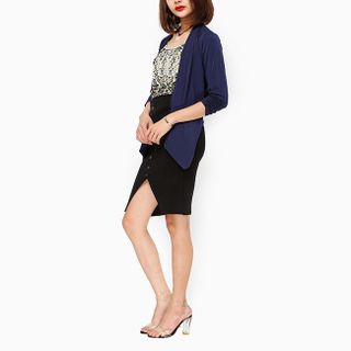 Áo kiểu thời trang nữ giả set màu xanh đen