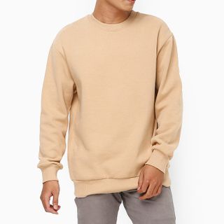 Áo thun tay dài unisex màu kem