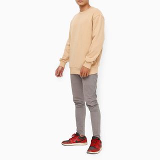 Áo thun tay dài unisex màu kem