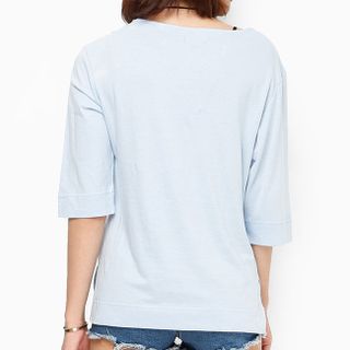 Áo thun nữ tay lỡ màu xanh