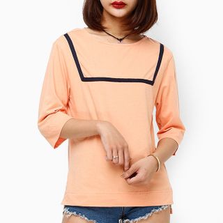 Áo thun nữ tay lỡ màu cam