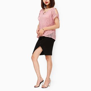 Áo kiểu thời trang lưới giả set màu hồng