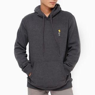 Áo thun tay dài unisex có nón màu xám