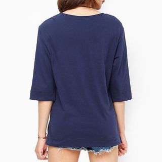 Áo thun nữ tay lỡ màu xanh đen