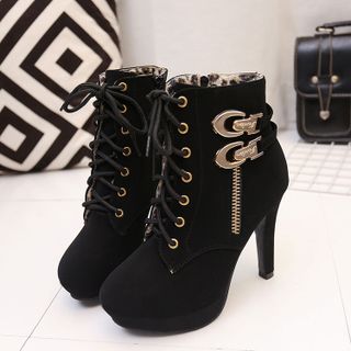 Combat boots cao gót thắt dây korea