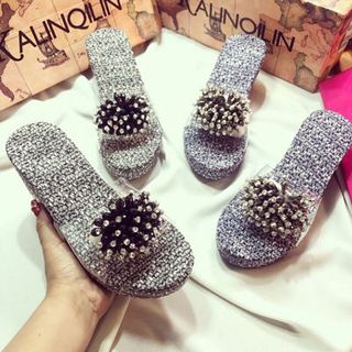 dép cao 7cm đính cườm