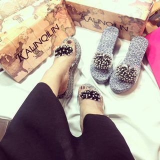 dép cao 7cm đính cườm