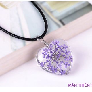 Dây chuyền hoa khô handmade Mãn Thiên Tinh hình trái tim