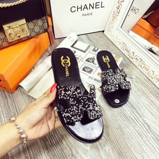 dép quai ngang H kim tuyến