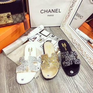 dép quai ngang H kim tuyến