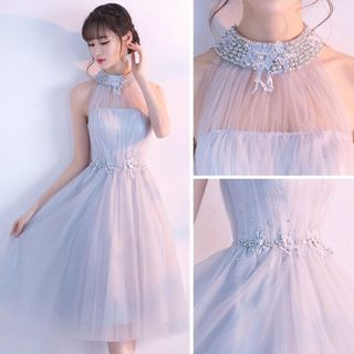 Đầm Xòe Cổ Yếm Đính Cườm