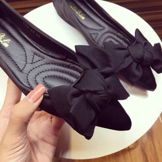 giày búp bê nơ lụa cao câp