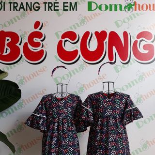 Đầm bé gái viền ren tay loe
