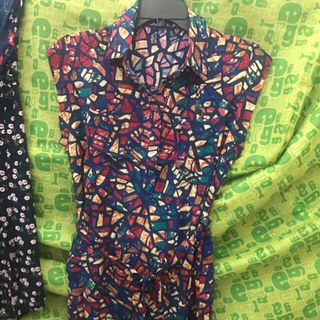 đầm tole 2 da cổ sơmi và đai thắt em sz M L XL