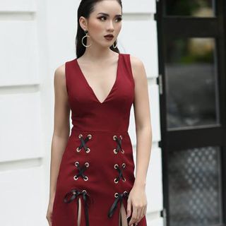 Đầm đỏ sexy đan dây 2117
