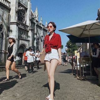 Sơmi chấm bi 3 màu trắng - đỏ - đen