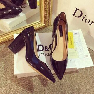 giày got vuông da bóng