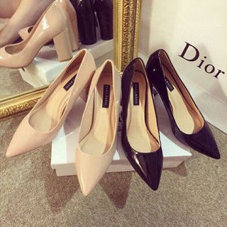 giày got vuông da bóng