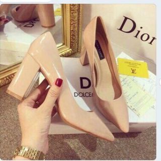 giày got vuông da bóng