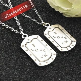 Dây chuyền cặp mẫu thẻ bài I LOVE VK/ CK