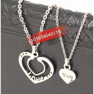 Dây chuyền cặp trái tim lồng LOVE YOU