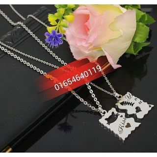 Dây chuyền cặp con mèo - xương cá