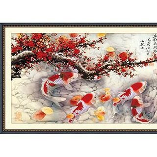 Tranh Đính Hạt Cửu Ngư Quần Hội