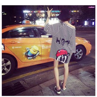 Đầm sọc suông in